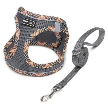 Imagem de Conjunto de arnês e coleira para cães Mercano Soft Mesh Reflective Gre
