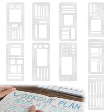 Imagem de HMMIA Pacote com 9 estênceis de agenda, estênceis de diário flexíveis feitos à mão para listas de verificação de diário, linhas e planejamento diário (#D)