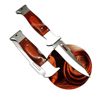 Imagem de Canivete Versátil 21cm Para Caça, Pesca e Outdoor Acabamento Madeira T