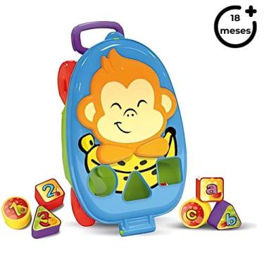 Imagem de Brinquedo Infantil Bauzinho Macaquinho Didático com Formas Geométricas