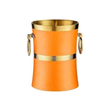 Imagem de baldes de gelo Balde de gelo criativo para bar, cerveja, vinho, aço inoxidável, balde pelota, champanhe(Orange)