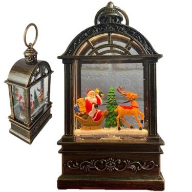 Imagem de Globo de Neve Natal Natalino Lamparina Musical Luminaria Papai Noel Rena Arvore Enfeite Decoraçao Festa Fim de Ano Loja Estante Mesa Casa Confraternizaçao Festividades