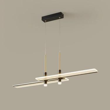 Imagem de Lustre moderno LED Pendente Luz, 93CM LED Coving para tetos, 3000/4500/6000K Modo de 3 cores Faixa longa Pendurado Luzes Pendentes Luminária para Sala de Jantar Cozinha Ilha Bar