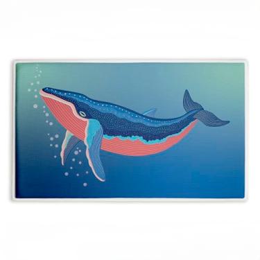 Imagem de Stupell Industries Tapete de pelúcia estampado com baleia costeira com bolhas, design de Darlene Seale, 76 x 0,8 x 45 cm