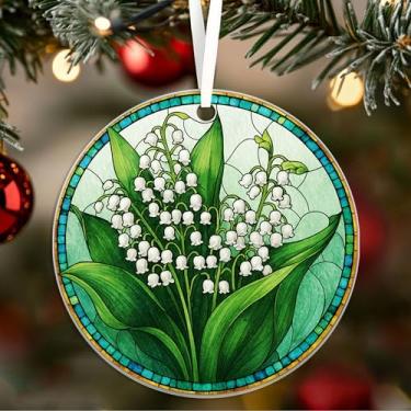 Imagem de Enfeite acrílico de flor do mês de nascimento, maio, lírio do vale, apanhador solar de vitral - flores para pendurar na janela - presente de aniversário para melhores amigos - mãe - Ela