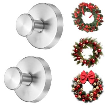 Imagem de Pacote com 2 cabides de grinalda com ventosa para porta da frente, guirlanda de 5 kg a 10 kg, gancho de sucção para porta de vidro, ganchos de sucção sem broca, para banheiro, decorações de Natal