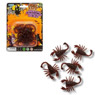 Imagem de Kit 50 Escorpiões Borracha Pegadinha Assustar Amigo Halloween Marrom -