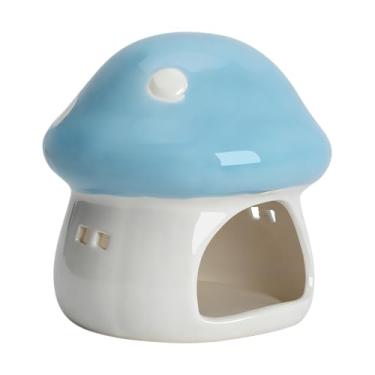 Imagem de PENCK Lindo aquário casa cogumelo betta aquário acessório decoração mini cerâmica peixe esconderijo camarão caverna ornamento (azul)