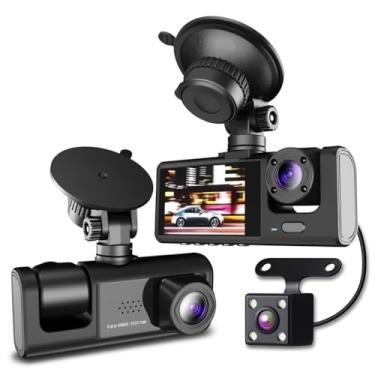 Imagem de Genérico Câmera Veicular DVR 3 em 1, Gravador Automotivo com Câmera Frontal, Interna e Traseira, Monitor LCD, Visão Noturna, Gravação Contínua