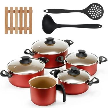 Imagem de Jogo De Panelas 05 Pçs + 05 Descansos + Concha + Escumadeira