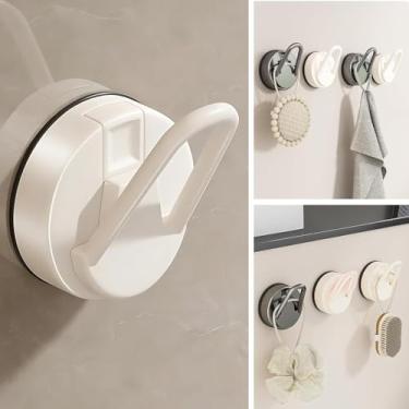 Imagem de Gancho utilitário ganchos removíveis com ventosa cinza forte adesivo ganchos de parede banheiro cozinha chuveiro resistente à prova d'água design branco 1 peça