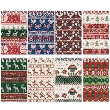 Imagem de 8 Pcs Christmas Sweater Pattern Mini Spiral Notebook,Vintage Elk Christmas Tree Small Notepads Pocket Memo Pads Wirebound Notebook Journal for Kids Student Home School Winter Party Favor,3.9x2.4 Inch