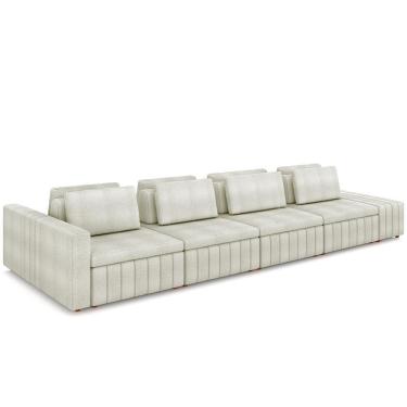 Imagem de Sofá Ilha Com Puff Para Sala Living 465cm Amber M03 Bouclê Bege Claro - Lyam Decor