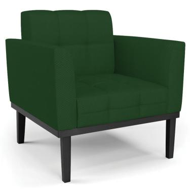 Imagem de Poltrona Decorativa Base Madeira Preto Ana Veludo Luxo Verde - Ibiza