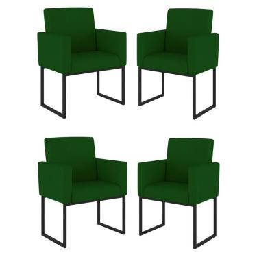 Imagem de Kit 04 Cadeiras Poltrona Decorativa Para Sala Quarto Preto Cor: Verde