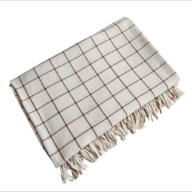 Imagem de Manta para Sofá Luxo Premium 240x180 cm – Capa de Sofá Super Macia em Algodão para Conforto e Estilo (CRU XADREZ LUXO)