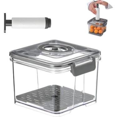 Imagem de Pote Hermético com Bomba de Vácuo, Recipiente para Armazenamento, Cinza, 1,5 Litros