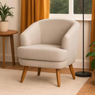 Imagem de Poltrona Dekorien Tamara Linho Decoração Linha Alta, Linho Aveia