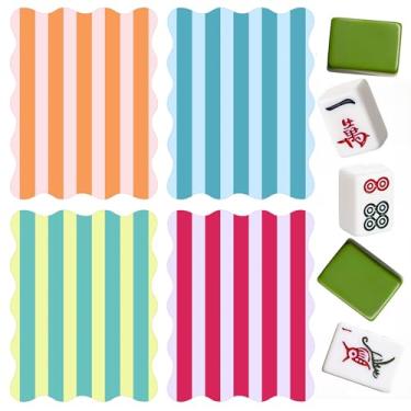 Imagem de Soulchen 4 Pcs Mahjong Shuffler Cards Thick PVC Tile Mixers with Wavy Scalloped Edges Fun Game Accessories for Mixing Tiles Funny Mahjong Gifts for Lovers Playing Game(Colorful Striped)