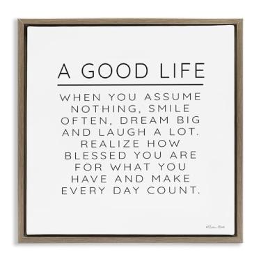 Imagem de Stupell Industries A Good Life Blessings Brown Framed Floater Canvas Wall Art, design por Susan Ball, 45,7 x 45,7 cm