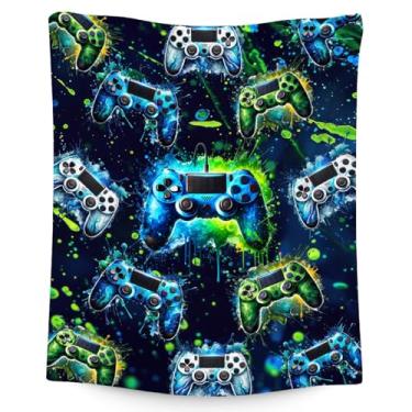 Imagem de PoshWrap Cobertor de jogos de flanela fofo para meninos - 101,6 cm x 127 cm Manta de jogo de flanela fofa para sofá cadeira sala de jogos