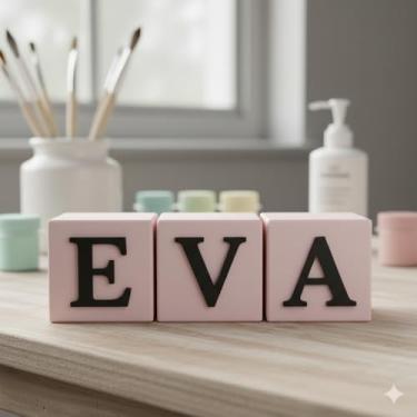 Imagem de Letras Decorativas para Parede, Blocos de Nome Personalizados em Madeira, Estilo Vintage para Quarto de Bebê e Decoração Infantil, Branco e Rosa com Flor (Escolher, 3 cubos)