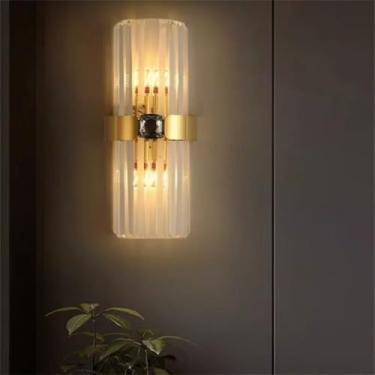 Imagem de Luminária de parede moderna e luxuosa em cristal com LED, ideal para sala de estar, quarto, cabeceira, casa de campo, hotel, escritório, escada e corredor (Estilo 26 A D20H45CM)