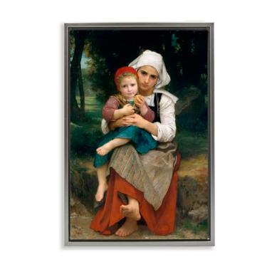 Imagem de Stupell Industries Arte de parede clássica em tela flutuante cinza Bouguereau Brother & Sister, design de William Adolphe Bouguereau, 78 x 53 cm