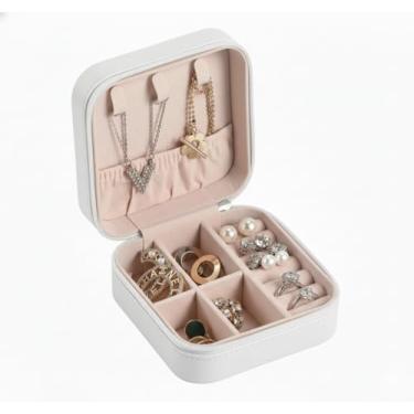 Imagem de Porta Joias de Viagem com Ziper Divisorias Ganchos para Colares e Aneleira Compacto (bege)