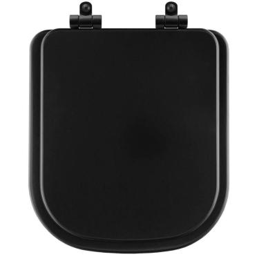 Imagem de Assento Sanitário Poliéster Soft Close Piano Preto Fosco Para Vaso Deca Com Ferragem Preta