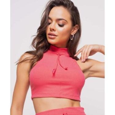 Imagem de Cropped Regata Sport Cadarço Gola Malha Canelada Salvatore Fashion-Feminino