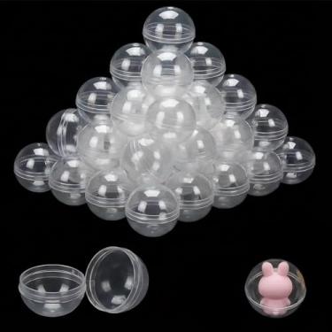 Imagem de iplusmile 50 bolas de plástico transparente preenchíveis para máquinas de garra faça você mesmo, embalagem de doces e pequeno armazenamento, fácil de abrir e fechar para exibição de lembrancinhas de