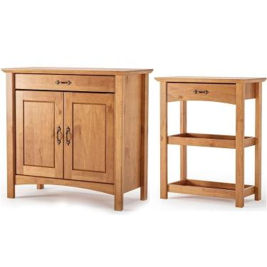 Imagem de Kit Balcão Buffet 2 Portas E Aparador Para Sala 100% Madeira Solare Carvalho