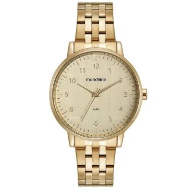 Imagem de Kit Relógio Mondaine Dourado Com Colar E Brincos 32596lpmkde1k1