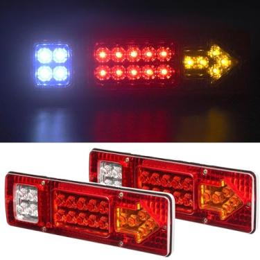Imagem de PHILTOP 2 peças de luz de reboque 19 luzes de LED marcador vermelho âmbar e branco luzes de seta lâmpada de corrida para trailers ATV caminhão