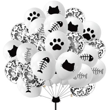 Imagem de Decorações de balões de aniversário de gato preto, 40 peças de balões de alumínio para festa de Halloween, miau, aniversário, chá de bebê, Halloween, doces ou travessuras, artigos de festa