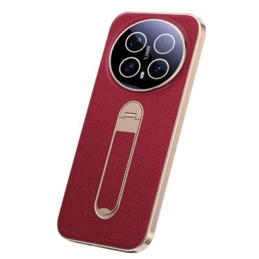 Imagem de HAOMRIYL Capa para Honor Magic 8 Pro/8, suporte giratório de metal, capa galvanizada de couro, lente de câmera completa, proteção antiarranhões, vermelha, 8