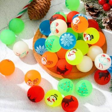 Imagem de 10 bolas de atividades com tema de Natal, bolas de reação que brilham no escuro para encher sacolas de presente de festa, recompensas de sala de aula, lembrancinhas de festa, sacolas de aniversário