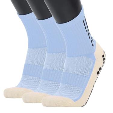 Imagem de Andoer Meias antiderrapantes masculinas de futebol Meias longas atléticas Meias absorventes esportivas para basquete, futebol, voleibol, corrida, trekking, caminhada, 1 par / 3, pares