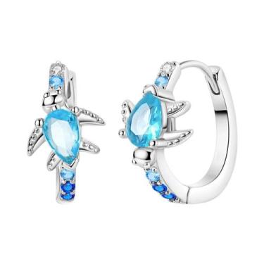 Imagem de Brinco de argola de prata 925 para mulheres pendientes lua sol brincos