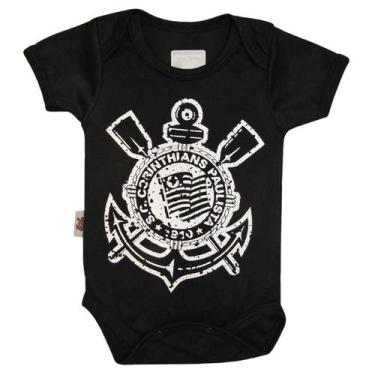 Imagem de Body Corinthians Bebe Recem Nascido Oficial Escudo Revedor, Preto, M (