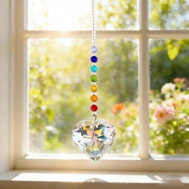Imagem de Cristais de coração, presentes de amizade para mulheres, enfeite para pendurar em forma de coração de cristal de 45 mm, quarto, sala de estar, janela