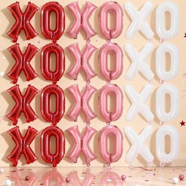 Imagem de 12 Pcs XO Valentines Balloons, 16 Inch Red Pink XOXO Letters Foil Mylar Balloons Banner Decorations for Him Her Valentine Day Romantic Wedding Bridal Shower Bachelorette Engagement Party Decoration
