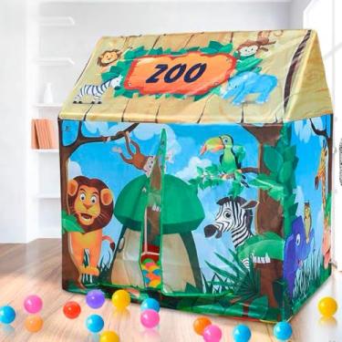 Imagem de Barraca Infantil Zoológico, Colorida, Poliéster/Plástico, 104x68x92cm, Tema Safari, +3 Anos, Fácil Montagem