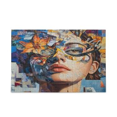 Imagem de Qilmy Quebra-cabeça de arte abstrata para adultos, adolescentes e crianças, 1000 peças quebra-cabeça de madeira divertido jogo familiar para férias brinquedo presente decoração de casa