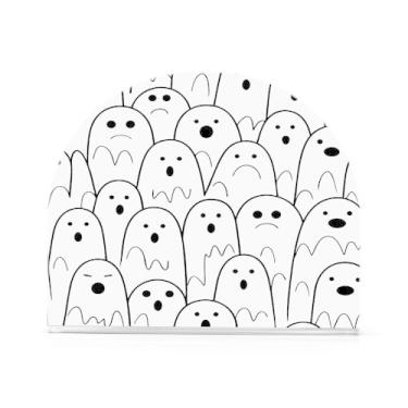 Imagem de JUZIHAI Suporte de guardanapo de fantasmas de Halloween para mesa dispensador de guardanapo de acrílico para mesa suporte de lenços independente para cozinha sala de jantar bar festa decoração de casa