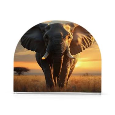 Imagem de JUZIHAI Suporte de guardanapo padrão de elefante para mesa dispensador de guardanapo em pé de acrílico suporte de lenços de mesa independente para cozinha sala de jantar bar festa decoração de casa