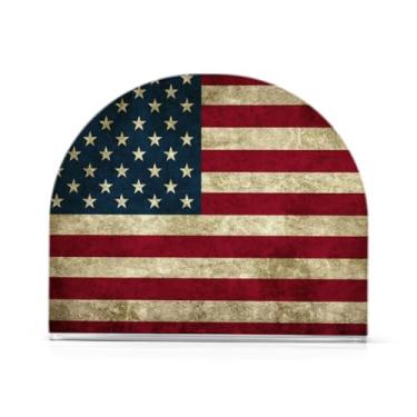 Imagem de Qilmy Porta-guardanapos acrílico bandeira americana, suporte de lenços de mesa independente transparente, dispensador de papel de coquetel para cozinha, jantar, restaurante, bar, decoração, 1 pacote