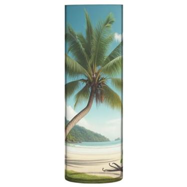 Imagem de JUZIHAI Vaso de praia de coqueiro para flores 9,9 cm x 30 cm Cilindro de plástico moderno vaso de flores para centro de mesa de casamento decoração de casa