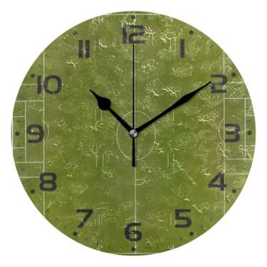 Imagem de Qilmy Relógio de parede pequeno moderno para chão esportivo, 25 cm, operado por bateria, silencioso, sem tique-taque, relógio decorativo para casa, escritório, escola, quarto, banheiro e cozinha